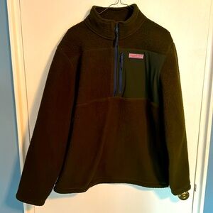 Vineyard Vine Shep Shirt Dark Green Quarter Zip Large